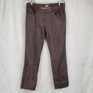 Peruvian Connection Cotton Linen Blend Denim Jeans Orange Black Fall Women's 12